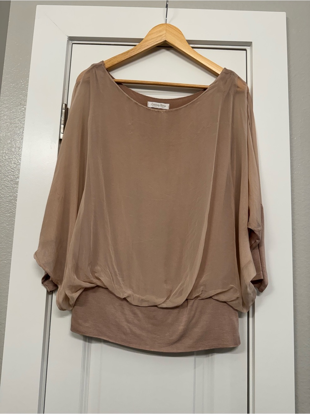 Relaxed Taupe Dolman Sleeve Blouse